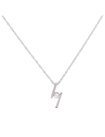 Colgante de oro blanco 18K con brillante de 0,10 ctes entre barras