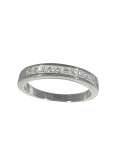 Anillo media alianza de oro blanco 18K con 10 diamantes talla princesa en carril de 0,45 ctes