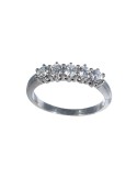 Anillo cinquillo de oro blanco 18K con 5 brillantes en garra clásica de 0,47 ctes