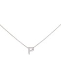Colgante de oro blanco 18K con inicial “P” y brillante de 0,01 ctes
