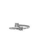 Anillo de oro blanco 18K con doble brillante central y brazo cruzado con diamantes – 0,39 ctes