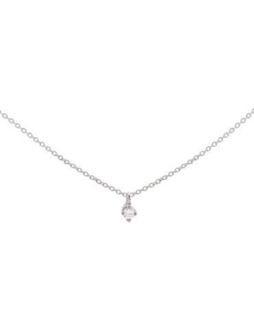 Colgante de oro blanco 18K con brillante en rombo de 0,03 ctes