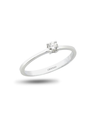 Solitario de oro blanco 18K con brillante de 0,15 ctes y brazo plano en disminución