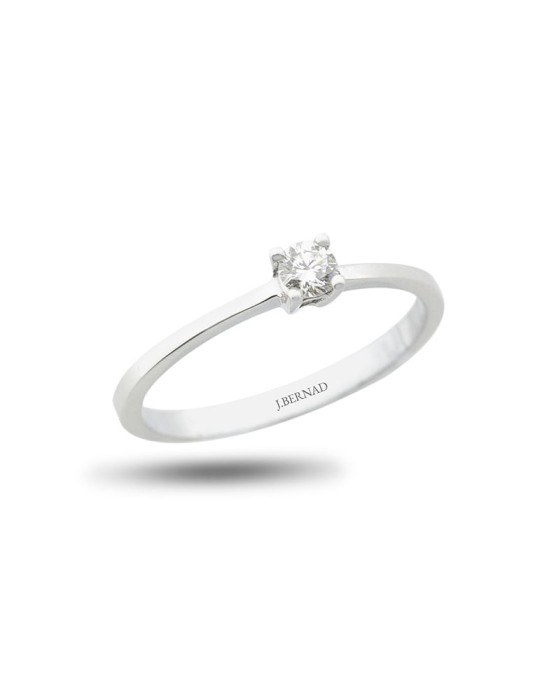 Solitario de oro blanco 18K con brillante de 0,15 ctes y brazo plano en disminución