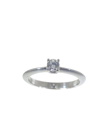 Solitario de oro blanco 18K con brillante de 0,17 ctes, brazo cuchillo y garra en V