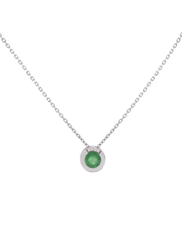 Colgante de oro blanco 18K con esmeralda de 0,29 ctes y brillantes
