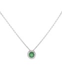 Colgante de oro blanco 18K con esmeralda de 0,29 ctes y brillantes