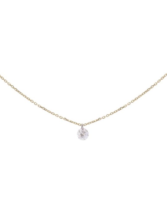 Colgante de oro amarillo 18K con brillante de 0,10 ctes en engaste en vuelo