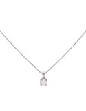 Colgante de oro blanco 18K con brillante de 0,17 ctes en garra y cadena veneciana