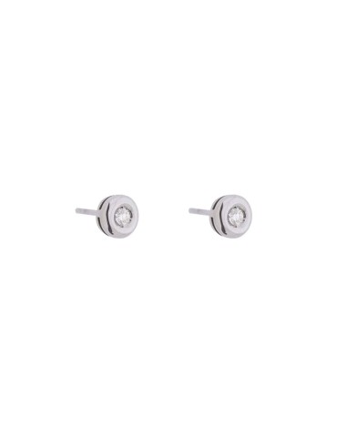 Pendientes de oro blanco 18K con brillantes redondos en chatón de 0,19 ctes