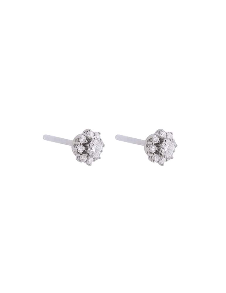 Pendientes de oro blanco 18K con roseta en forma de estrella y brillantes de 0,34 ctes
