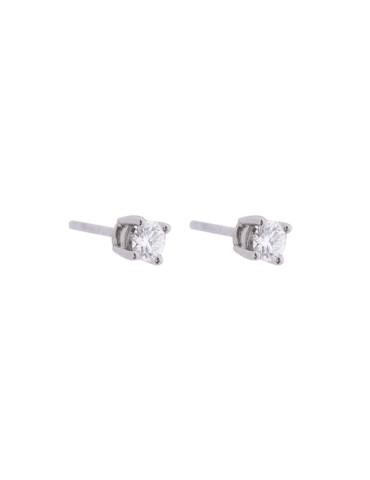 Pendientes dormilonas de oro blanco 18K con brillantes de 0,30 ctes en garra